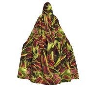 FBGHHTY Carnivorous Plant Print Halloween Hooded Cloak Full Length Adult Unisex Carnival Cloaks With For Cosplay