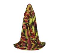 Fbghhty Carnivorous Plant Print Unisex Hooded Cloak Halloween Cosplay Carnival Comfortable Cape For Teens Parties