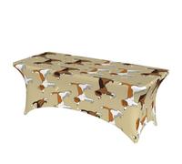 FBGHHTY Cartoon Beagle Dogs Print Elastic Rectangular Tablecloth For Banquet Wedding Party Washable Table Cover