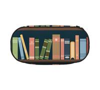 FBGHHTY Cartoon Bookshelf Bookworm Print Versatile Big Capacity Pencil Bag School Students Teenagers Travelers Everyday Use