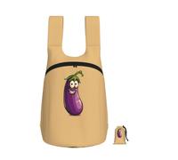 FBGHHTY Cartoon Eggplant Print Foldable Backpack Lightweight Bag Travel Hiking Camping Gym Daily Accessory