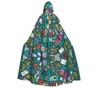 Fbghhty Cartoon Science Theme Print Hooded Cloak Medieval Halloween Costume Adult Men Women Carnival Parties Cosplay