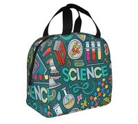 FBGHHTY Cartoon Science Theme Print Insulated Lunch Bag Meals Drinks Beverages Kids Teenagers Students Travel School