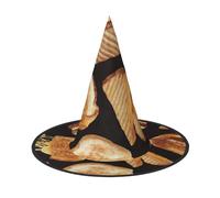 FBGHHTY Cheese Sandwiches Print Unisex Halloween Witch Hat Foldable For Carnivals Masquerades And Cosplay Events