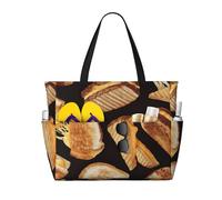 FBGHHTY Cheese Sandwiches Print Waterproof Beach Travel Bag Lightweight Summer Vacation Camping Outdoor Activities