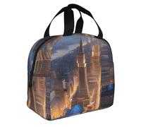FBGHHTY City Picture Night Print Insulated Lunch Bag Meals Drinks Beverages Kids Teenagers Students Travel School