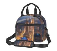 FBGHHTY City Picture Night Print Stylish Insulated Lunch Bag Large Capacity Cooler Tote Pocket Meals Drinks Snacks