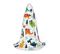 Fbghhty Colorful Dinosaurs1 Print Unisex Hooded Cloak Halloween Cosplay Carnival Comfortable Cape For Teens Parties
