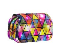 FBGHHTY Colorful Geometric Triangle Print Convenience Pen Case Cute Zipper Pouch Makeup Stationery Organizer Travel Office