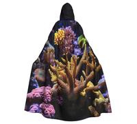 FBGHHTY Coral Reef Print Halloween Hooded Cloak Full Length Adult Unisex Carnival Cloaks With For Cosplay
