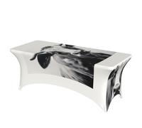 FBGHHTY Cow In Black And White Print Elastic Rectangular Tablecloth For Banquet Wedding Party Washable Table Cover