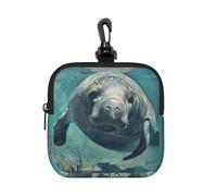 FBGHHTY Crazy Save Manatee Print Square Storage Bag Reusable Organizer Pouch Travel Toiletry for Home Office Gift