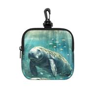 FBGHHTY Crazy Save Manatee Print Square Storage Bag Reusable Organizer Pouch Travel Toiletry for Home Office Gift