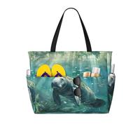 FBGHHTY Crazy Save Manatee Print Waterproof Beach Travel Bag Lightweight Summer Vacation Camping Outdoor Activities