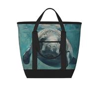 FBGHHTY Crazy Save Manateeprint Women Men Large Capacity Insulated Tote Bag For Grocery Lunch Picnic Beach Outdoor Adventures