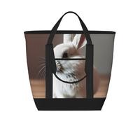 FBGHHTY Cry White Rabbitprint Women Men Large Capacity Insulated Tote Bag For Grocery Lunch Picnic Beach Outdoor Adventures