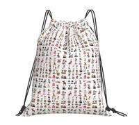 FBGHHTY Cute Chihuahua Pug Pattern Print Lightweight Foldable Drawstring Backpack Gym Bag Travel Yoga Outdoor Activities