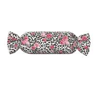 FBGHHTY Cute Pink Rose Mix Leopard Pattern Print Practical Throw Pillows Candy Cylindrical Pillow Bedroom Travel Home Living Rooms