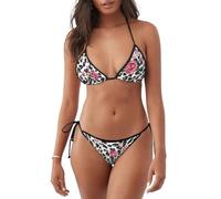 FBGHHTY Cute Pink Rose Mix Leopard Pattern Print Women's Two-Piece Bikini Swimsuit Pool Indoor Swimming Casual Summer Party Wear
