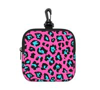 FBGHHTY Cute Turquoise Leopard Print Square Storage Bag Reusable Organizer Pouch Travel Toiletry for Home Office Gift