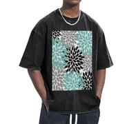 FBGHHTY Dahlia Flower Print T-Shirt Moisture-Wicking Properties Maintaining Ease Movement Laid-Back Lightweight Black