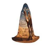 Fbghhty Desert Sand Camel Print Unisex Hooded Cloak Halloween Cosplay Carnival Comfortable Cape For Teens Parties