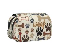 FBGHHTY Dog Bones Paw Print Convenience Pen Case Cute Zipper Pouch Makeup Stationery Organizer Travel Office