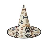 FBGHHTY Dog Bones Paw Print Unisex Halloween Witch Hat Foldable For Carnivals Masquerades And Cosplay Events