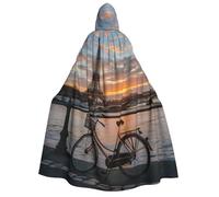 Fbghhty Eiffel Tower Bike Print Hooded Cloak Medieval Halloween Costume Adult Men Women Carnival Parties Cosplay