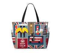 FBGHHTY England Symbols Print Waterproof Beach Travel Bag Lightweight Summer Vacation Camping Outdoor Activities