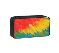 Fbghhty Fantastic Parrot Feather Print Large-Capacity Pen Case Lightweight Stationery Organizer Pouch Office Daily Wear