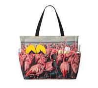 FBGHHTY Flamingo Print Waterproof Beach Travel Bag Lightweight Summer Vacation Camping Outdoor Activities