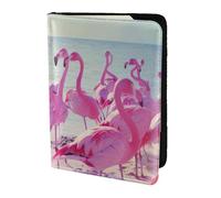 FBGHHTY Flock of Pink Flamingos On The Beach Print Men and Women Stylish 5.5in Passport Travel Document Wallet Case Secure Accessory
