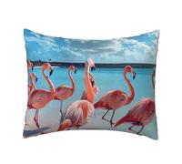 FBGHHTY Flock of Pink Flamingos on The Beach Print Stylish Functional Throw Pillow Cover Home Bedroom Decor Couch Chair Outdoor Use