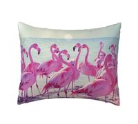FBGHHTY Flock of Pink Flamingos on The Beach Print Stylish Functional Throw Pillow Cover Home Bedroom Decor Couch Chair Outdoor Use
