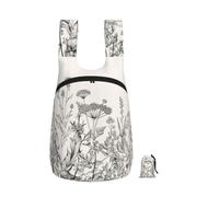 FBGHHTY Floral Herbs Botanical Engraving Print Foldable Backpack Lightweight Bag Travel Hiking Camping Gym Daily Accessory