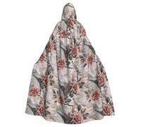 FBGHHTY Flower Paris Eiffel Tower Print Halloween Hooded Cloak Full Length Adult Unisex Carnival Cloaks With For Cosplay