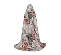 Fbghhty Flower Paris Eiffel Tower Print Unisex Hooded Cloak Halloween Cosplay Carnival Comfortable Cape For Teens Parties