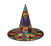 FBGHHTY Flower Stained Glass Print Unisex Halloween Witch Hat Foldable For Carnivals Masquerades And Cosplay Events