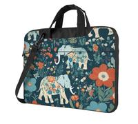 FBGHHTY Gorgeous Meadows Pattern With Floral Elephant In Print Functional Laptop Bags Cute And Lightweight Computer Bag For Various Laptop