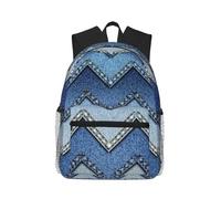 FBGHHTY Gradient Blue Denim Print Lightweight Casual Backpack Unisex Travel Laptop Bag Ergonomic Shoulder Straps