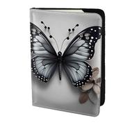 FBGHHTY Gray Teal Flower Butterfly Print Men and Women Stylish 5.5in Passport Travel Document Wallet Case Secure Accessory