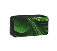 Fbghhty Green Curve Texture Print Large-Capacity Pen Case Lightweight Stationery Organizer Pouch Office Daily Wear