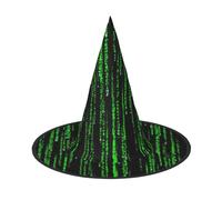 FBGHHTY Green Number Binary Print Unisex Halloween Witch Hat Foldable For Carnivals Masquerades And Cosplay Events
