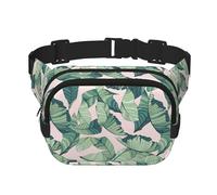 FBGHHTY green palm tree leaves pink Print Workout Accessory Square Double Layer Waist Bag Trendy Travel for Men and Women