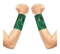 FBGHHTY Green Peacock Feather Print Unisex Wrist Sleeve Gym Workouts Breathable Versatile Daily Running Cycling