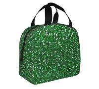 FBGHHTY Green Sequin Sparkle Print Insulated Lunch Bag Meals Drinks Beverages Kids Teenagers Students Travel School