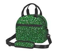 FBGHHTY Green Sequin Sparkle Print Stylish Insulated Lunch Bag Large Capacity Cooler Tote Pocket Meals Drinks Snacks