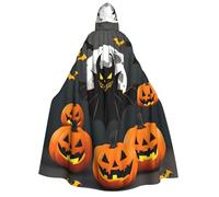 Fbghhty Halloween Moon Bat Pumpkin Print Hooded Cloak Medieval Halloween Costume Adult Men Women Carnival Parties Cosplay