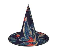 FBGHHTY Hawaii Tropical Flower Print Unisex Halloween Witch Hat Foldable For Carnivals Masquerades And Cosplay Events